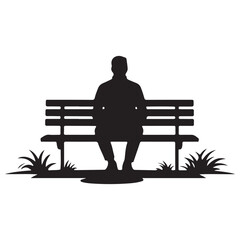 Silhouette of a person sitting alone on a park bench, contemplating thoughts and ideas in a serene setting