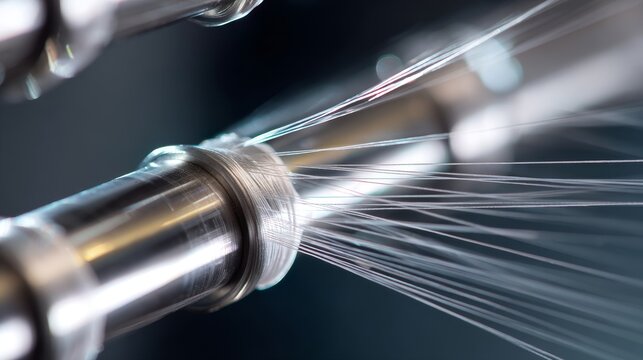 A silver pipe with a white thread coming out of it