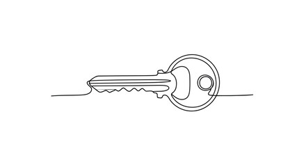 Plakat Vector art of vintage metal key, simple line drawing style