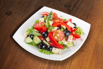 Fresh tasty healthy salad dish in plate