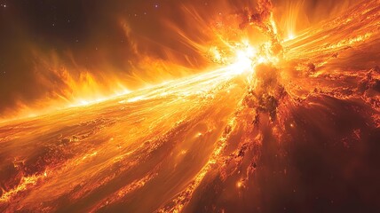 A solar storm interacting with Earth's magnetic field, creating intense auroras visible from space