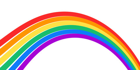 Rainbow wavy ribbon design element. LGBTQ Pride month flag. Rainbow color wave background template shape for banner, poster, flyer, brochure, booklet, cover. Vector illustration backdrop