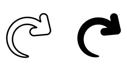 Obraz premium Vector art of curved arrow icon set simple black and white outline vector illustration of a rounded arrow pointing right