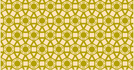 Yellow circular line pattern with repeating abstract shapes, creating a modern seamless geometric design.