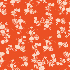 Fototapeta premium seamless gentle vector paisley print with ethnic paisley and flowers pattern, allover composition. Detailed beautiful paisleys with floral motives in black and white. 