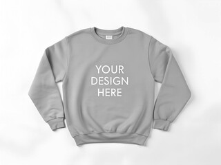 Fototapeta premium Blank grey crewneck sweatshirt with customizable design space