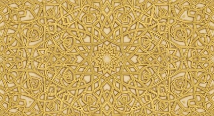 Intricate golden filigree pattern with symmetrical design and ornate details