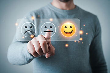 Customer satisfaction survey online rating feedback experience happy sad neutral review scale 100 char