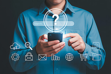 Searching for answers online using mobile phone and ai technology for information and assistance