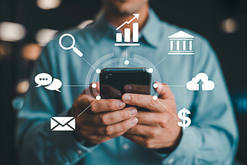 Mobile banking app digital finance technology online investment platform for business and growth strategy