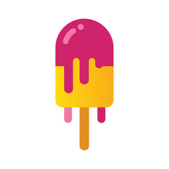 Colorful Melting Popsicle Summer Dessert Sweet Treat Flat Style Vector illustration.