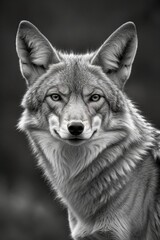 Obraz premium Kojote in Schwarz-Weiß – scharfsinniges Portrait eines Wildtiers