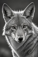 Fototapeta premium Kojote in Schwarz-Weiß – scharfsinniges Portrait eines Wildtiers