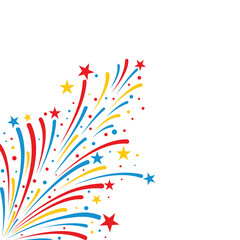 Colorful abstract firework explosion with stars and swirls