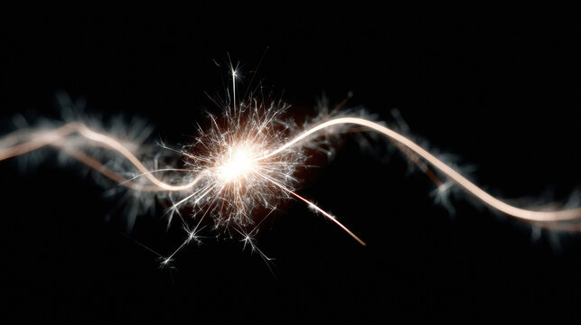 Close-up of sparkler igniting in darkness with bright sparks and glowing light, Guy Fawkes Night