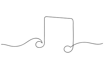 Minimalist one line drawing of music notes on a white background, perfect for creative and artistic design concepts © AbdulMannan