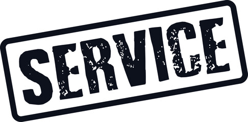 Distressed Service word stamp effect symbolizing assistance and dedication for business applications