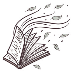 Book with flying leaves