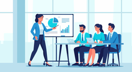 Business Presentation With Data Analysis And Team Collaboration Concept