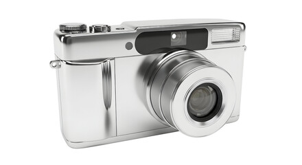 Sleek silver digital camera with a modern design perfect for photography enthusiasts and professional photographers capturing high quality images