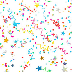 Fototapeta premium Festive confetti and streamers isolated on transparent background