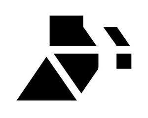 Abstract black geometric shapes create a logo