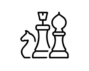 Chess pieces, including knight, rook and bishop