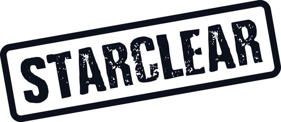 Grungy STARCLEAR rubber stamp effect provides a clear message for impactful visual communication projects