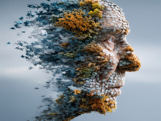 Illustration depicting the fragmented mind affected by Alzheimer's disease, showcasing the struggle of memory loss and cognitive decline
