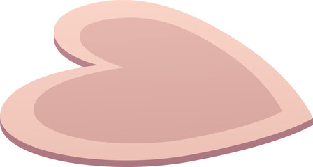 Heart shape rug in nude beige color, vector cartoon woven carpet for floor in room or bathroom, cozy decorative neat mat
