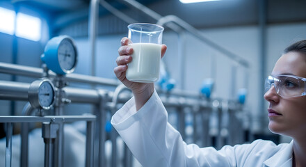 Scientist Examining Milk Quality in Lab