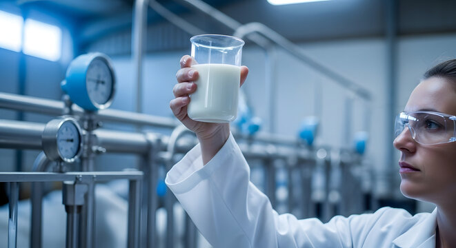 Scientist Examining Milk Quality in Lab