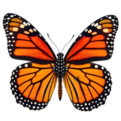 Create amazing colorful orange red Butterfly on white background hd quality realistic photography