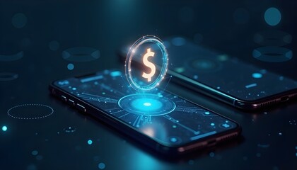 Futuristic Digital Currency on Smartphone
