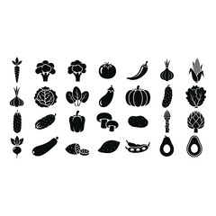Vector art of collection of fresh vegetables icons, representing a variety of healthy and nutritious food choices
