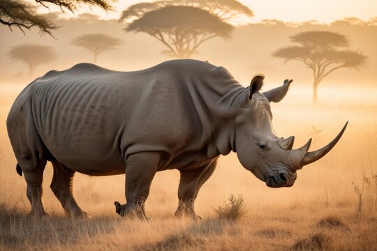 Impressionantes Nashorn in der afrikanischen Savanne