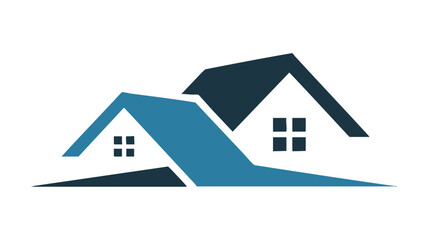 Modern architectural logo featuring overlapping houses for real estate and construction