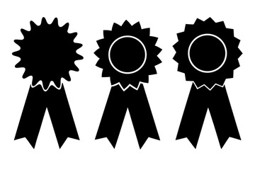 award ribbon silhouette vector, award ribbon black symbol set