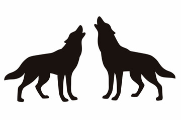 Wolf Howling Silhouette Vector, Howling Wolf black symbol