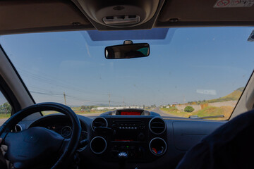 Driving car on highway during road trip in mexico