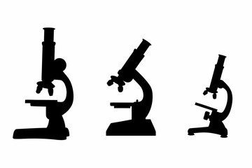 microscope silhouette vector, microscope black icon,  science laboratory equipment symbol