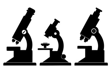 microscope silhouette vector, microscope black icon,  science laboratory equipment symbol