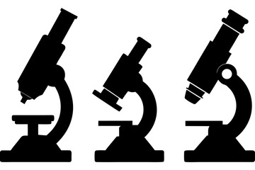 microscope silhouette vector, microscope black icon,  science laboratory equipment symbol
