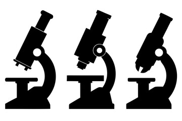 microscope silhouette vector, microscope black icon,  science laboratory equipment symbol