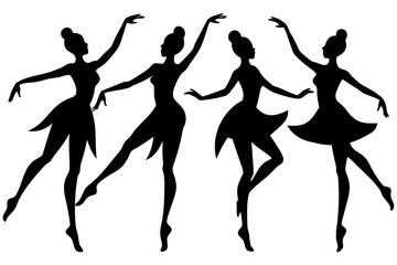 dancing girls silhouette, dancing woman black symbol
