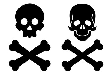 skull and crossbones silhouette vector, crossbones and skull death black symbol