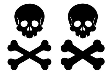 skull and crossbones silhouette vector, crossbones and skull death black symbol
