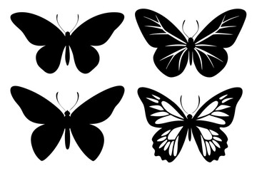 Butterfly silhouette set, butterfly black symbol