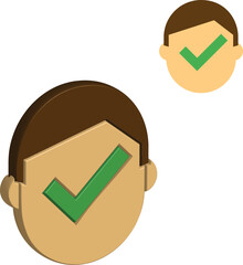 Green vector illustration of a check mark icon for approved business success and positive choice design