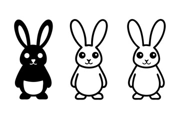 easter bunny silhouette vector, rabbit line art , rabbit black symbol, easter outline art